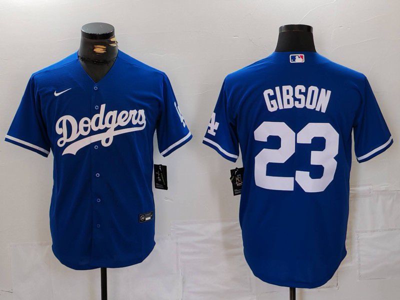 Men Los Angeles Dodgers 23 Gibson Blue Nike Game 2024 MLB Jersey style 1